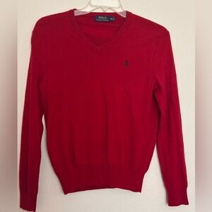 Vintage 100% Lambswool Ralph Lauren Red V-Neck Sweater
